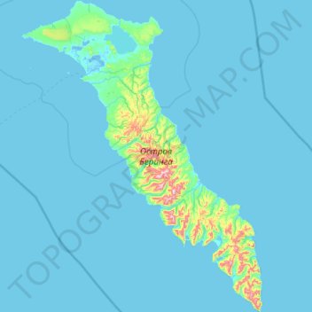 Bering Island topographic map, elevation, terrain