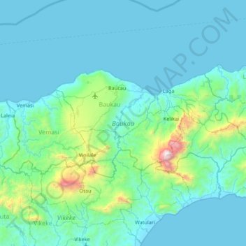 Baucau topographic map, elevation, terrain