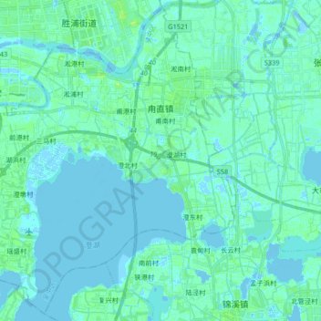甪直镇 topographic map, elevation, terrain