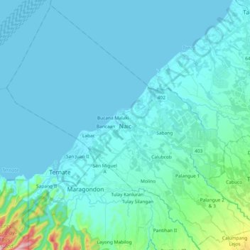 Naic topographic map, elevation, terrain