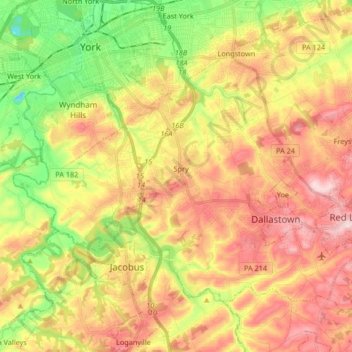 York Township topographic map, elevation, terrain