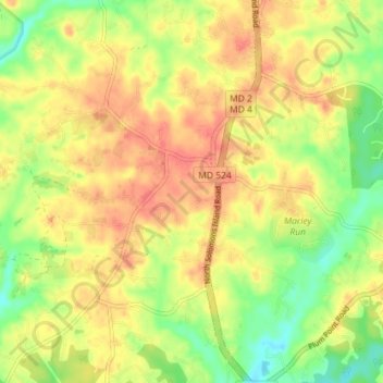 Huntingtown topographic map, elevation, terrain