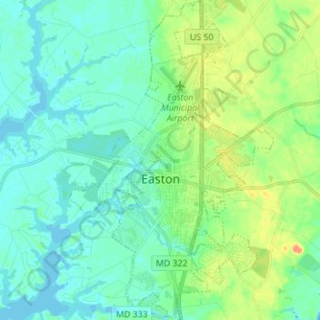 Easton topographic map, elevation, terrain
