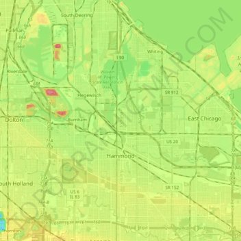 Hammond topographic map, elevation, terrain