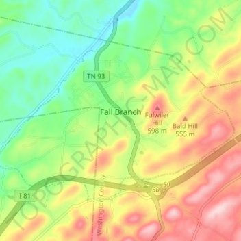 Fall Branch topographic map, elevation, terrain