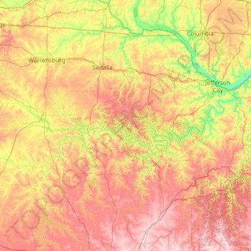 Osage River topographic map, elevation, terrain