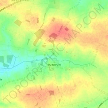 Bradenham topographic map, elevation, terrain