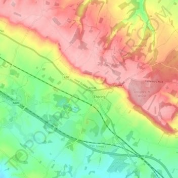 Charing topographic map, elevation, terrain