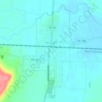 Strawn topographic map, elevation, terrain