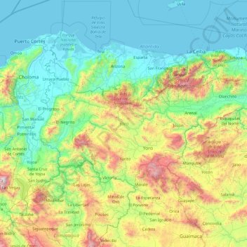 Yoro topographic map, elevation, terrain