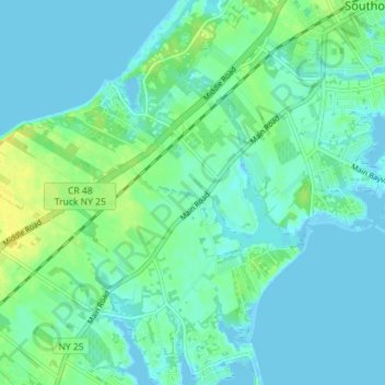 Peconic topographic map, elevation, terrain