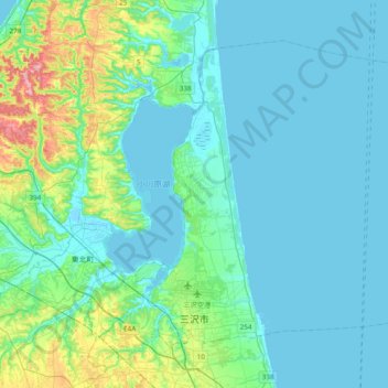 三澤市 topographic map, elevation, terrain
