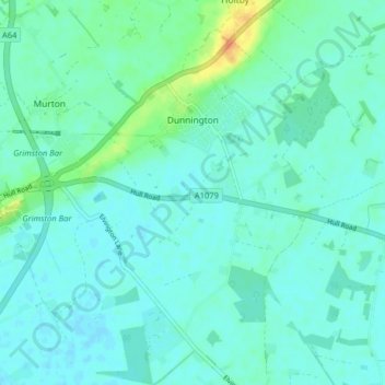 Dunnington topographic map, elevation, terrain