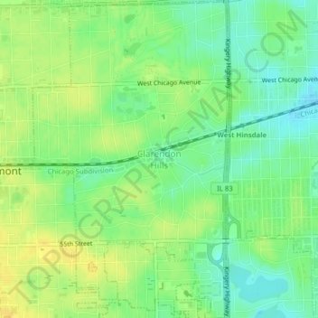 Clarendon Hills topographic map, elevation, terrain