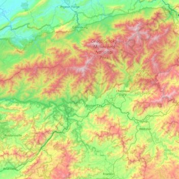 Swain County topographic map, elevation, terrain