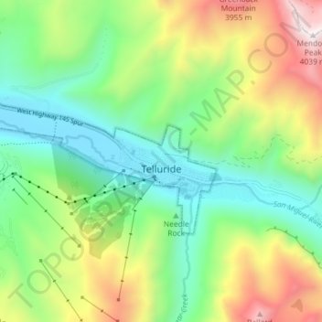 Telluride topographic map, elevation, terrain