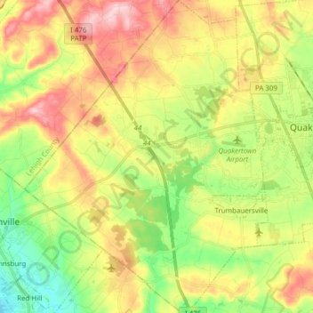 Milford topographic map, elevation, terrain