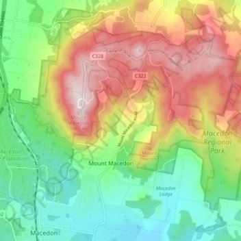 Mount Macedon topographic map, elevation, terrain