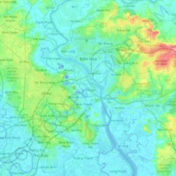 Biên Hòa topographic map, elevation, terrain