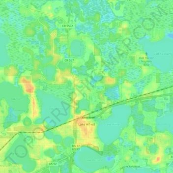 Lake Alfred topographic map, elevation, terrain