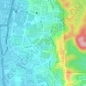 Bandar Puteri Puchong topographic map, elevation, terrain