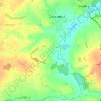 Gressenhall topographic map, elevation, terrain