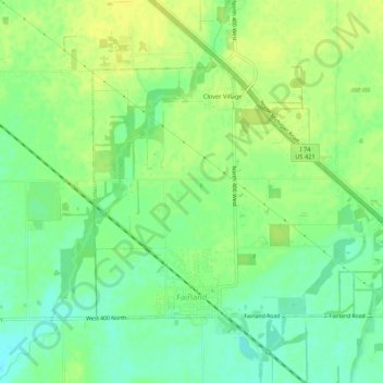 Fairland topographic map, elevation, terrain