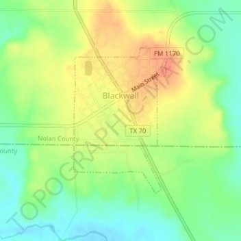 Blackwell topographic map, elevation, terrain