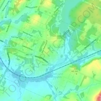 Mountain Lake Park topographic map, elevation, terrain