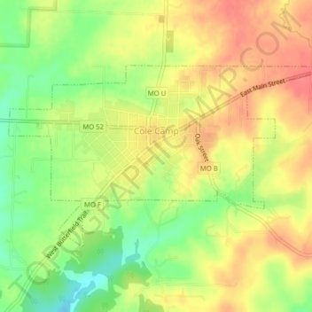 Cole Camp topographic map, elevation, terrain