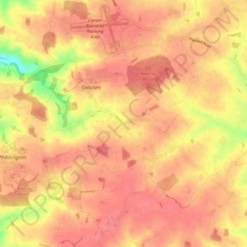 Debden topographic map, elevation, terrain