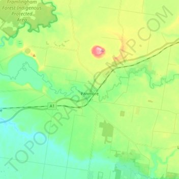 Panmure topographic map, elevation, terrain