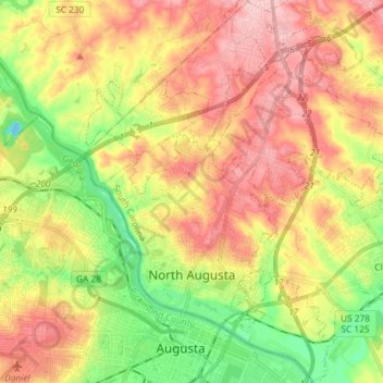 North Augusta topographic map, elevation, terrain