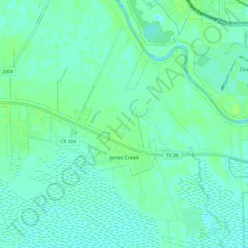 Jones Creek topographic map, elevation, terrain