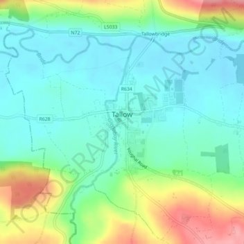 Tallow topographic map, elevation, terrain