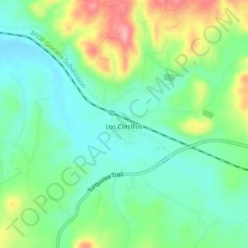 Los Cerrillos topographic map, elevation, terrain