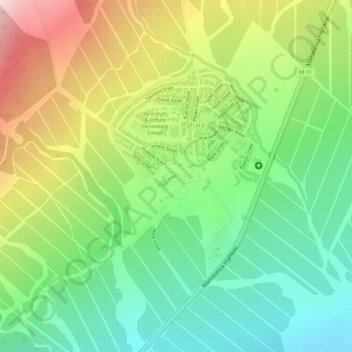 Pahala CDP topographic map, elevation, terrain