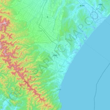 大樹町 topographic map, elevation, terrain