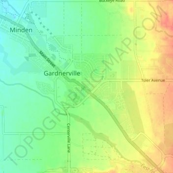 Gardnerville topographic map, elevation, terrain