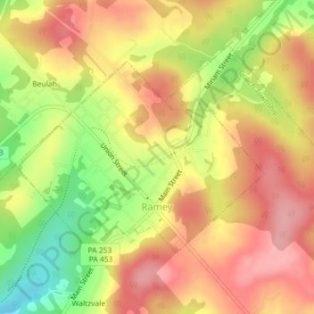 Ramey topographic map, elevation, terrain