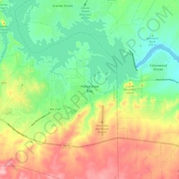Horseshoe Bay topographic map, elevation, terrain