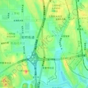 下罗村 topographic map, elevation, terrain