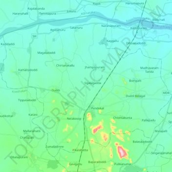 Kosigi topographic map, elevation, terrain