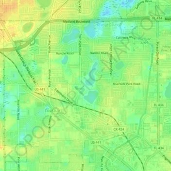 Lockhart topographic map, elevation, terrain