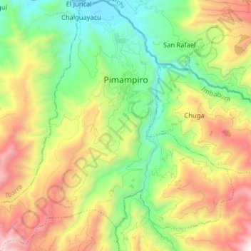 Pimampiro topographic map, elevation, terrain