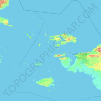 Raja Ampat topographic map, elevation, terrain
