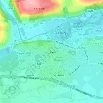 Coolroe topographic map, elevation, terrain