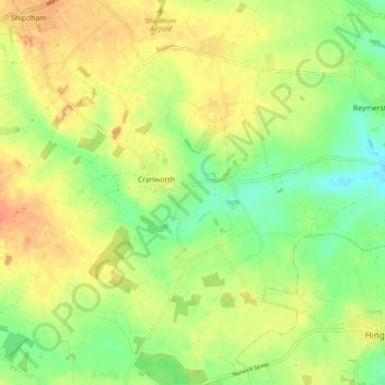 Cranworth topographic map, elevation, terrain