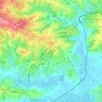 Rolvenden topographic map, elevation, terrain