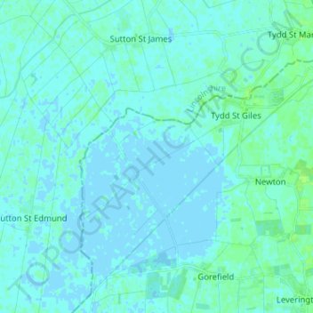 Tydd St. Giles topographic map, elevation, terrain